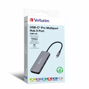 Verbatim CMH-09 USB Type-C 10000 Mbit/s Sidabrinis