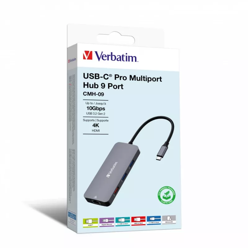 Verbatim CMH-09 USB Type-C 10000 Mbit/s Sidabrinis