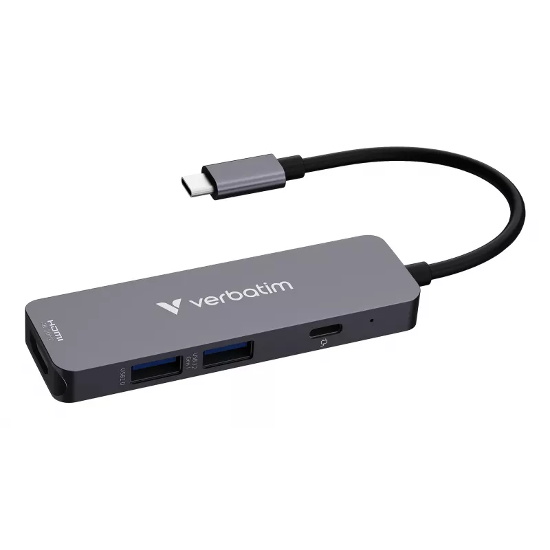Verbatim USB-C Essentials Multiport Hub 4 prievadai: HDMI, USB-C PD, USB-A 3.2 Gen 1, USB-A