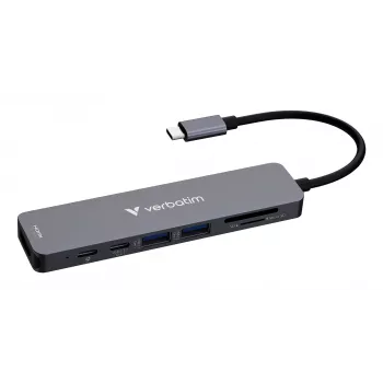 Verbatim USB-C Essentials universali jungčių stotelė su 7 prievadais: HDMI, USB-C, USB-C 3.2 Gen 1, 2 x USB-A 3.2 Gen 1, SD ir microSD
