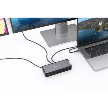 Verbatim CDS-15 laidinė USB 3.2 Gen 1 (3.1 Gen 1) Type-C dokinė stotelė, juoda, pilka