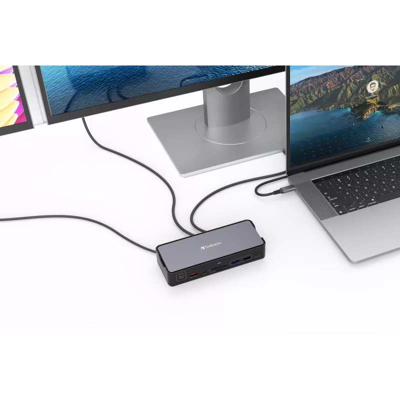 Verbatim CDS-15 laidinė USB 3.2 Gen 1 (3.1 Gen 1) Type-C dokinė stotelė, juoda, pilka