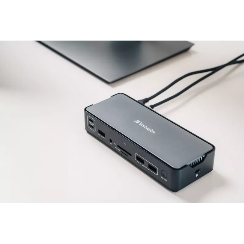 Verbatim CDS-15 laidinė USB 3.2 Gen 1 (3.1 Gen 1) Type-C dokinė stotelė, juoda, pilka
