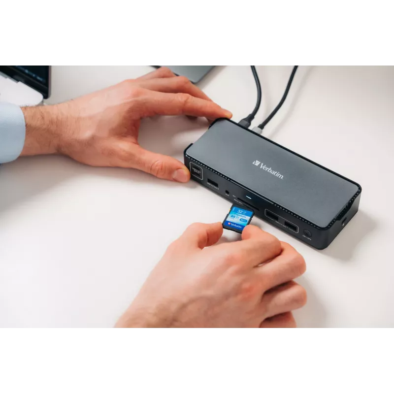 Verbatim CDS-15 laidinė USB 3.2 Gen 1 (3.1 Gen 1) Type-C dokinė stotelė, juoda, pilka