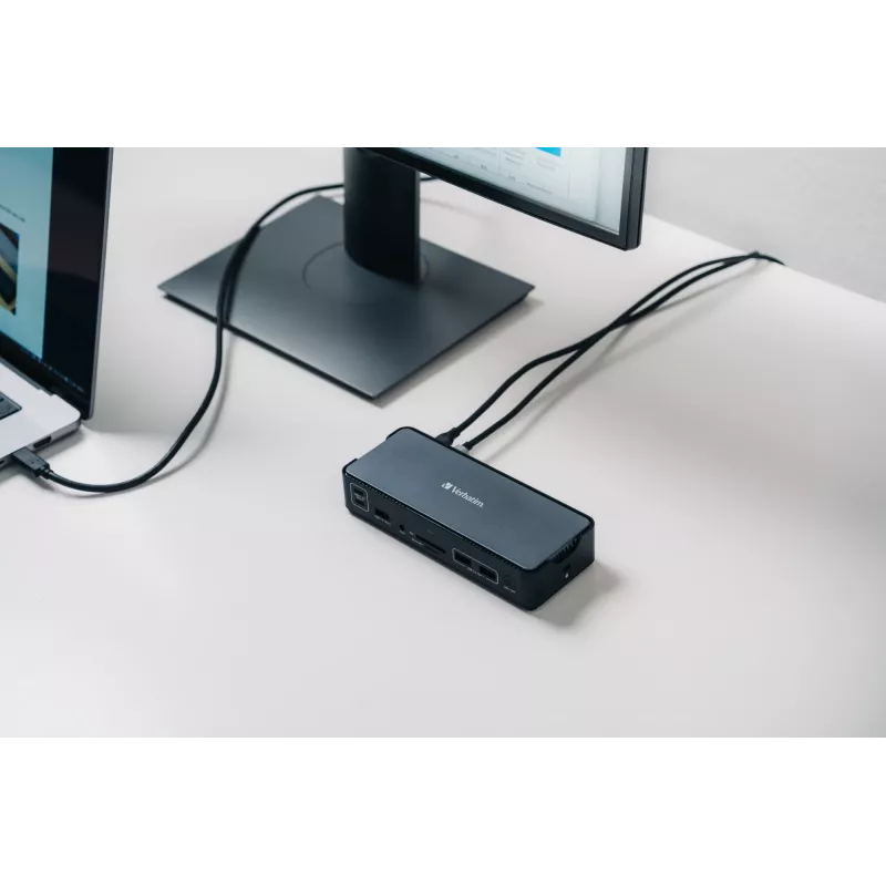 Verbatim CDS-15 laidinė USB 3.2 Gen 1 (3.1 Gen 1) Type-C dokinė stotelė, juoda, pilka