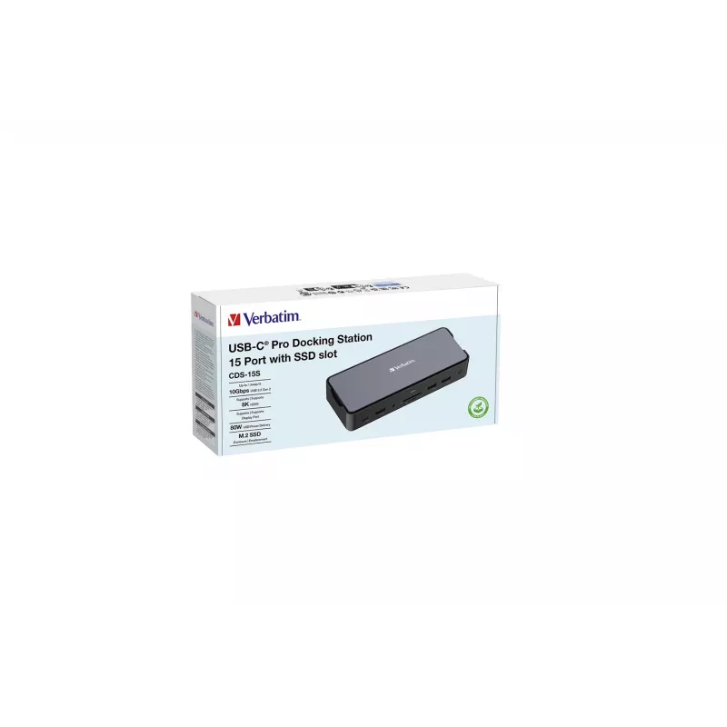 Verbatim CDS-15S laidinis USB 3.2 Gen 1 (3.1 Gen 1) Type-C, juoda, pilka