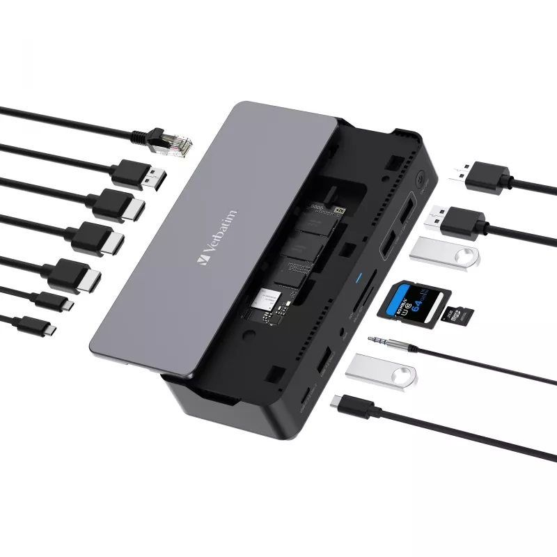 Verbatim CDS-15S laidinis USB 3.2 Gen 1 (3.1 Gen 1) Type-C, juoda, pilka