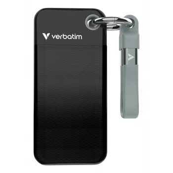 Verbatim Pocket SSD USB 3.2 Gen 2 1TB juoda/pilka, 1 TB, USB Type-C, 3.2 Gen 2 (3.1 Gen 2), 1000 MB/s, 10 Gbit/s, juoda, pilka