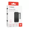Verbatim Pocket SSD USB 3.2 Gen 2 1TB juoda/pilka, 1 TB, USB Type-C, 3.2 Gen 2 (3.1 Gen 2), 1000 MB/s, 10 Gbit/s, juoda, pilka