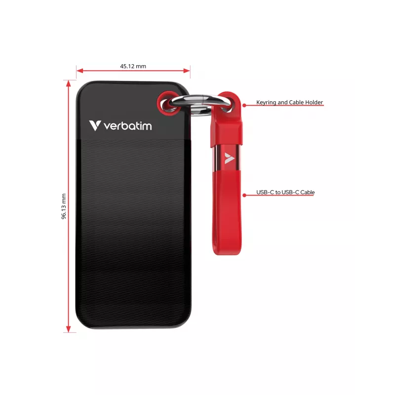 Verbatim Pocket SSD USB 3.2 Gen 2 1TB Juoda/Raudona