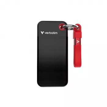 Verbatim Pocket SSD USB 3.2 Gen 2 2TB Juoda/Red, 2 TB, USB Type-C, 3.2 Gen 2 (3.1 Gen 2), 1000 MB/s, 10 Gbit/s, Juoda, Red