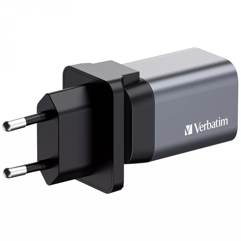 Verbatim GNC-35 GaN Charger 35W su 1 x USB-C PD 35W / 1 x USB-A QC 3.0 (EU/UK/US)
