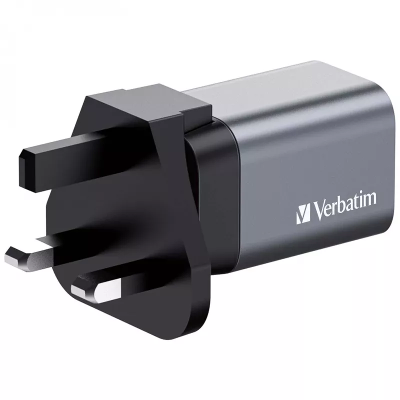Verbatim GNC-35 GaN Charger 35W su 1 x USB-C PD 35W / 1 x USB-A QC 3.0 (EU/UK/US)