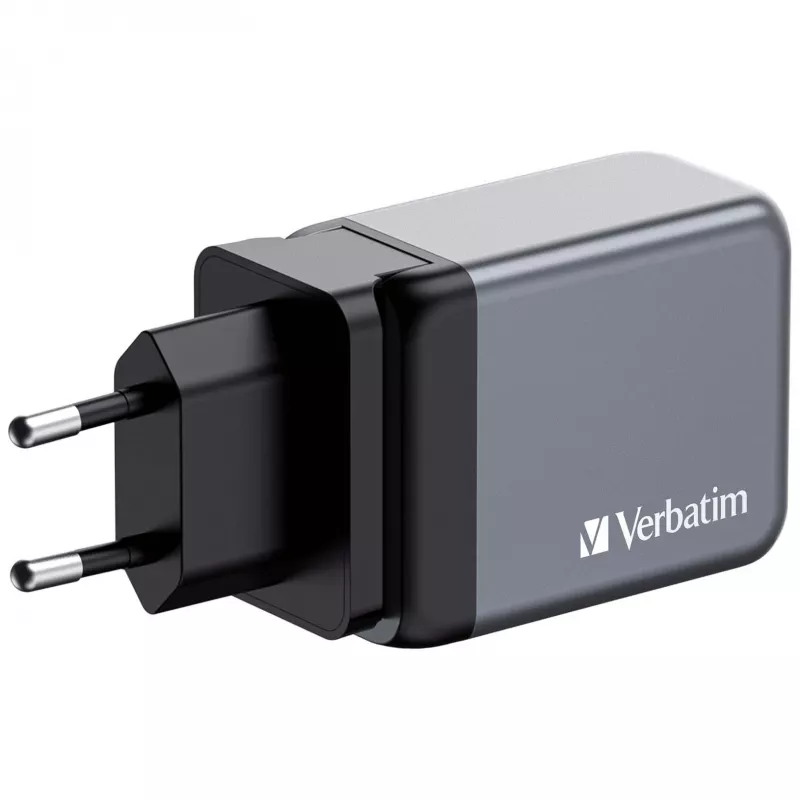Verbatim GNC-65 GaN įkroviklis 65W su 2 x USB-C PD 65W / 1 x USB-A QC 3.0 (EU/UK/US)