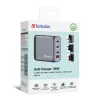 Verbatim GNC-100 GaN įkroviklis 100 W su 2 x USB-C PD 100 W / 1 x USB-C PD 65 W / 1 x USB-A QC 3.0 (EU/UK/US)