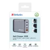 Verbatim GNC-100 GaN įkroviklis 100 W su 2 x USB-C PD 100 W / 1 x USB-C PD 65 W / 1 x USB-A QC 3.0 (EU/UK/US)