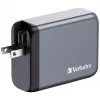 Verbatim GNC-100 GaN įkroviklis 100 W su 2 x USB-C PD 100 W / 1 x USB-C PD 65 W / 1 x USB-A QC 3.0 (EU/UK/US)