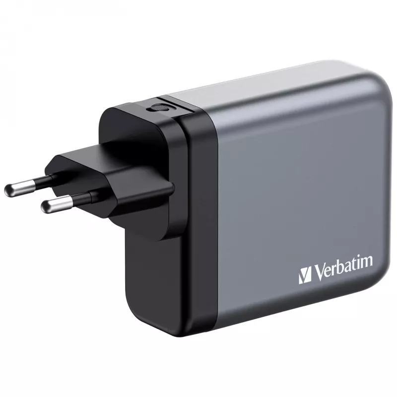 Verbatim GNC-140 GaN įkroviklis 140W su 2 x USB-C PD 140W / 1 x USB-C PD 20W / 1 x USB-A QC 3.0 (EU/UK/US)