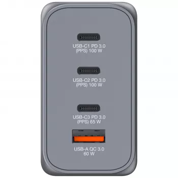Verbatim GNC-200 GaN įkroviklis 200W su 2 x USB-C PD 100W / 1 x USB-C PD 65W / 1 x USB QC 3.0 (EU/UK/US)