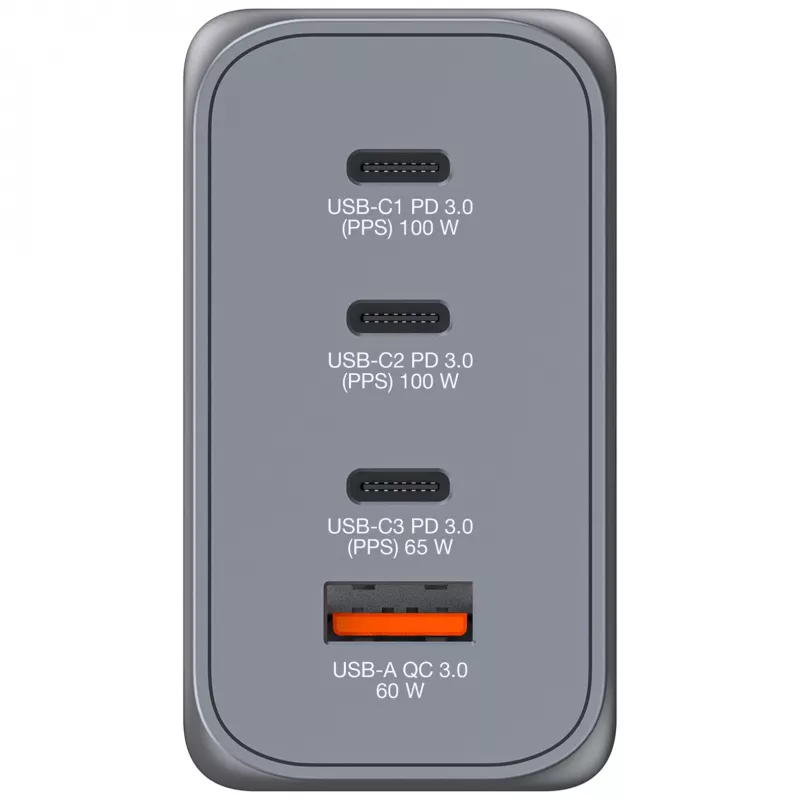 Verbatim GNC-200 GaN įkroviklis 200W su 2 x USB-C PD 100W / 1 x USB-C PD 65W / 1 x USB QC 3.0 (EU/UK/US)