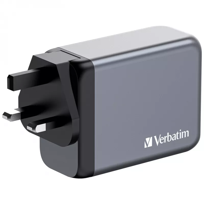 Verbatim GNC-200 GaN įkroviklis 200W su 2 x USB-C PD 100W / 1 x USB-C PD 65W / 1 x USB QC 3.0 (EU/UK/US)
