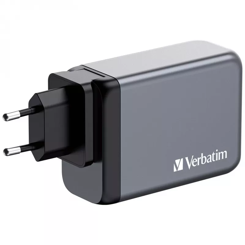 Verbatim GNC-240 GaN įkroviklis 240 W su 1 x USB-C 140 W / 1 x USB-C 100 W / 1 x USB-C 65 W / 1 x USB-A QC 3.0 (EU/UK/US)