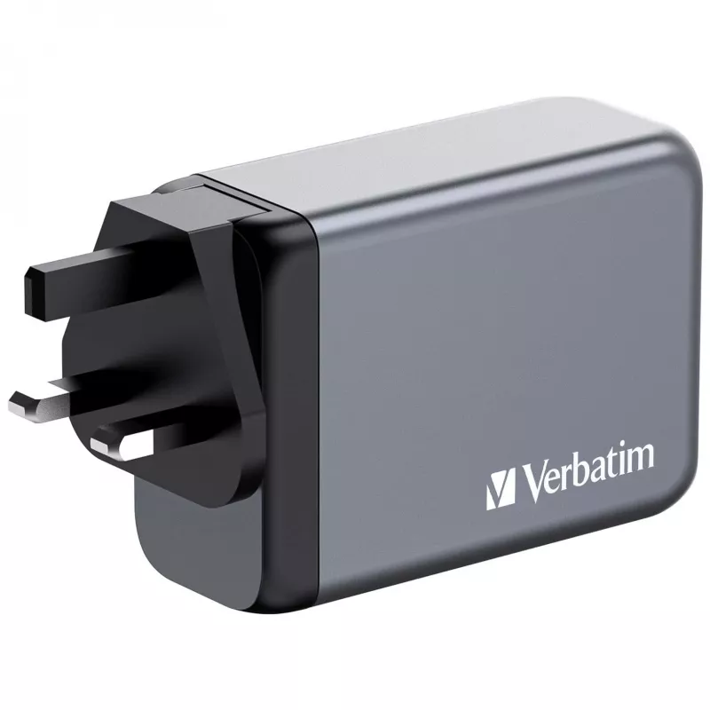 Verbatim GNC-240 GaN įkroviklis 240 W su 1 x USB-C 140 W / 1 x USB-C 100 W / 1 x USB-C 65 W / 1 x USB-A QC 3.0 (EU/UK/US)