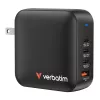 Verbatim Mini GaN įkroviklis 165W 4 prievadų su US kištuku ir EU bei UK adapteriais