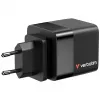 Verbatim GaN Charger 65W 2 Port retractable kabelis display US plugs su EU and UK adaptors