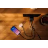 Verbatim GaN Charger 65W 2 Port retractable kabelis display US plugs su EU and UK adaptors