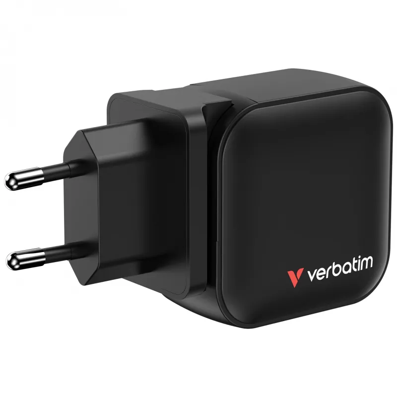Verbatim Mini GaN Charger 70W 3 Port US plug su EU and UK adaptors