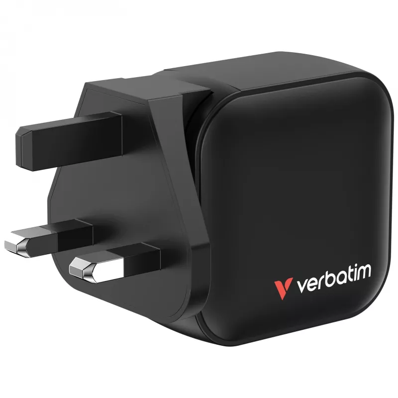 Verbatim Mini GaN Charger 70W 3 Port US plug su EU and UK adaptors