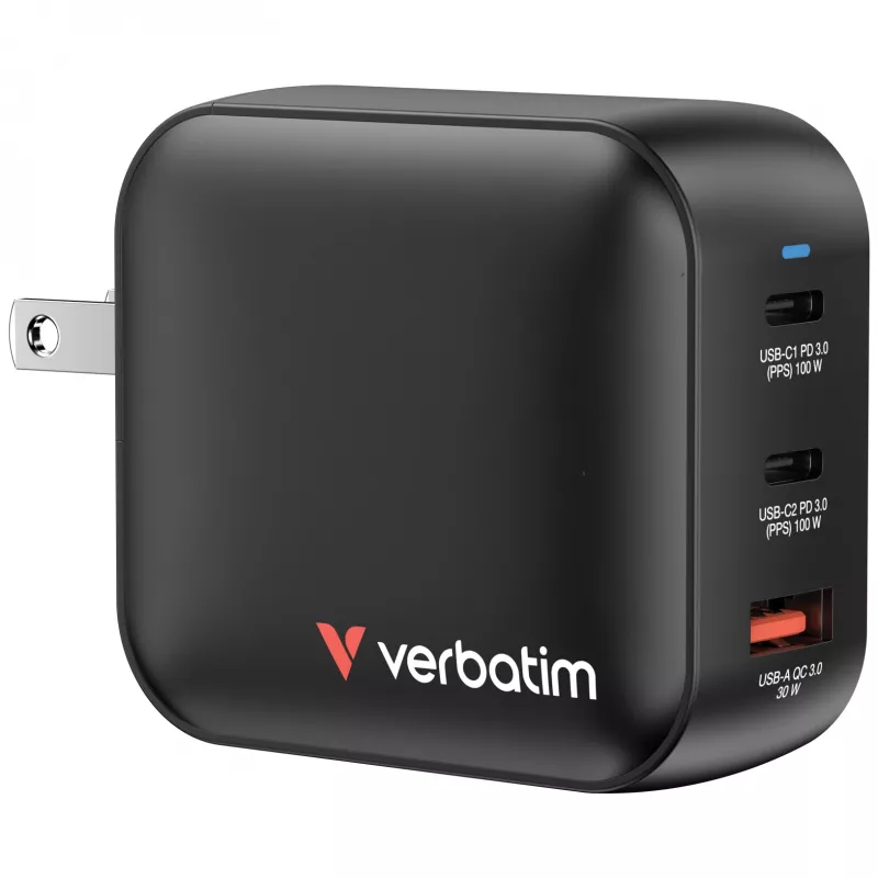 Verbatim GaN Charger 100W Universal Juoda AC Fast charging Indoor