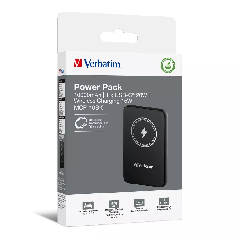 Verbatim Charge 'n' Go magnetinė belaidė išorinė baterija 10000 mAh juoda