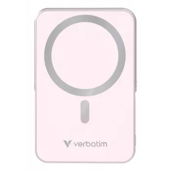 „Verbatim Charge 'n' Go“ magnetinė belaidė išorinė baterija su stovu – 10000 mAh, rožinė