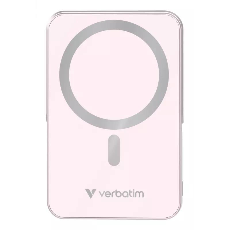 „Verbatim Charge 'n' Go“ magnetinė belaidė išorinė baterija su stovu – 10000 mAh, rožinė