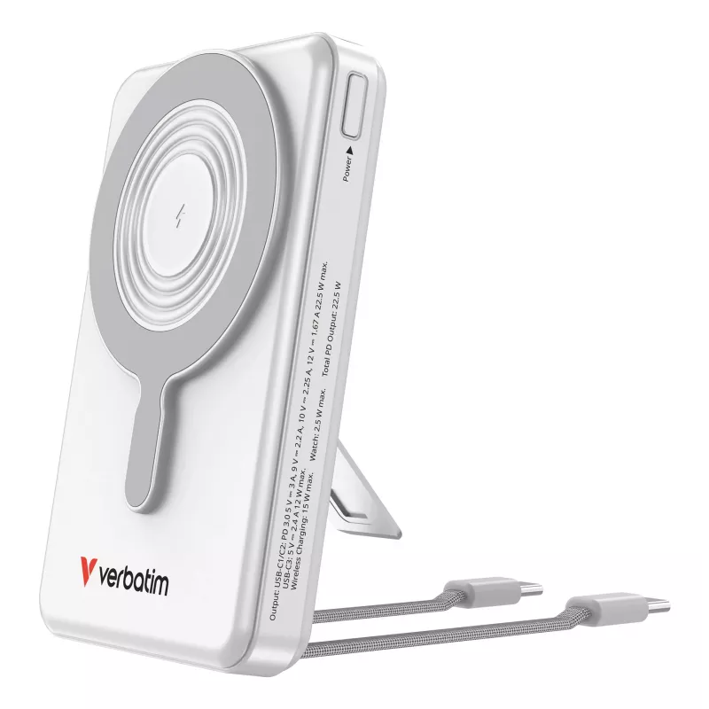 Verbatim Charge'n'Go 2C & Display Power Bank 10000 mAh Sidabrinė