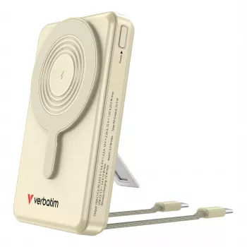Verbatim Charge'n'Go 2C & Display Power Bank 10000 mAh Auksinė, 10000 mAh, ličio polimeras (LiPo), Power Delivery 3.0, Quick Charge 3.0, belaidis įkrovimas, 3,85 V, 52 W