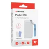 Verbatim Pocket SSD USB 3.2 Gen 2 1 TB baltos/šviesiai mėlynos spalvos su dviem guminiais gaubtais
