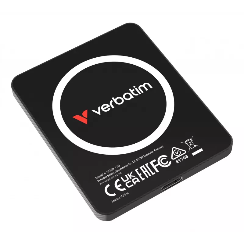 Verbatim SnapBack Ultra plonas SSD 1TB USB Type-C USB 3.2 Gen 2x2 Juoda