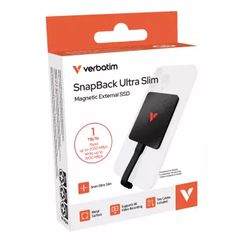 Verbatim SnapBack Ultra plonas SSD 1TB USB Type-C USB 3.2 Gen 2x2 Juoda