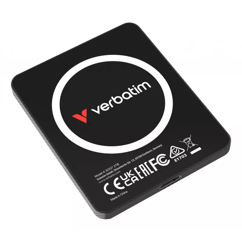 Verbatim SnapBack Ultra plonas SSD 2TB USB Type-C USB 3.2 Gen 2x2 Juoda