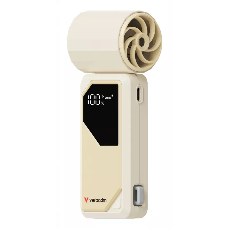 Verbatim Cool’n’Go AirJet rankinis ventiliatorius balta/sidabrinė, sidabrinė, balta, rankinis ventiliatorius, 1 vnt., 6 W, ličio jonų (Li-Ion), 3,7 V