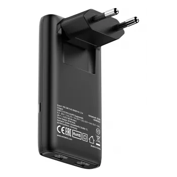 Verbatim Fold 'n' Go GaN Charger 65W EU kištukas Juodas, Vidaus, Kintamoji srovė, 20 V, Juodas
