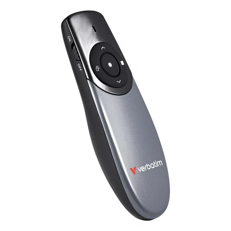 Verbatim Focus belaidis pranešėjas su raudonu lazeriniu rodykle, RF, USB, 30 m, juoda, sidabrinė