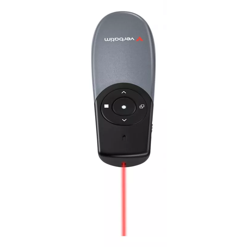 Verbatim Focus belaidis pranešėjas su raudonu lazeriniu rodykle, RF, USB, 30 m, juoda, sidabrinė