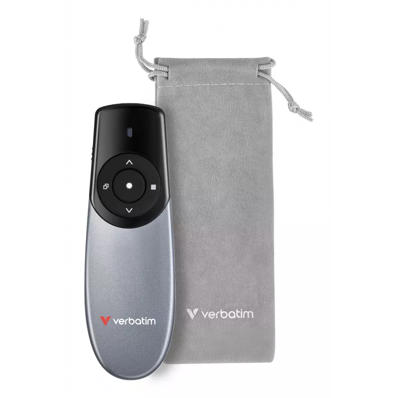 Verbatim Focus belaidis pranešėjas su raudonu lazeriniu rodykle, RF, USB, 30 m, juoda, sidabrinė