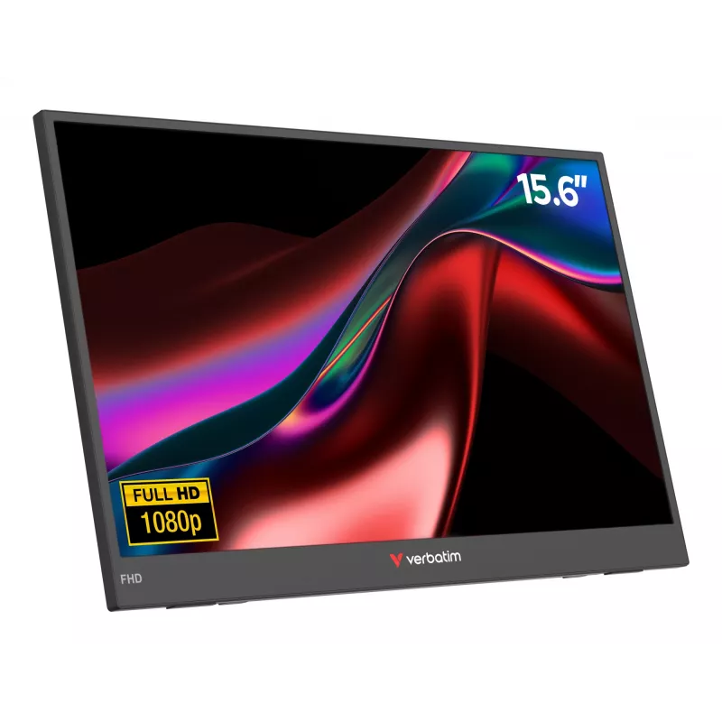 Verbatim Portable 15.6 inch FHD Monitor LIGHT, 39,6 cm (15,6 col.), LCD, 1920 x 1080 pikselių, Full HD, 16:9, 10 ms