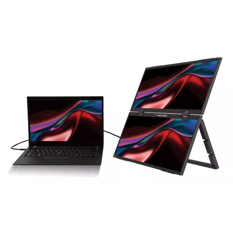 Verbatim Portable 15.6 inch FHD Dual Monitor Essentials, 39.6 cm (15.6 colio), LCD, 1920 x 1080 pikselių, Full HD, 16:9, 10 ms