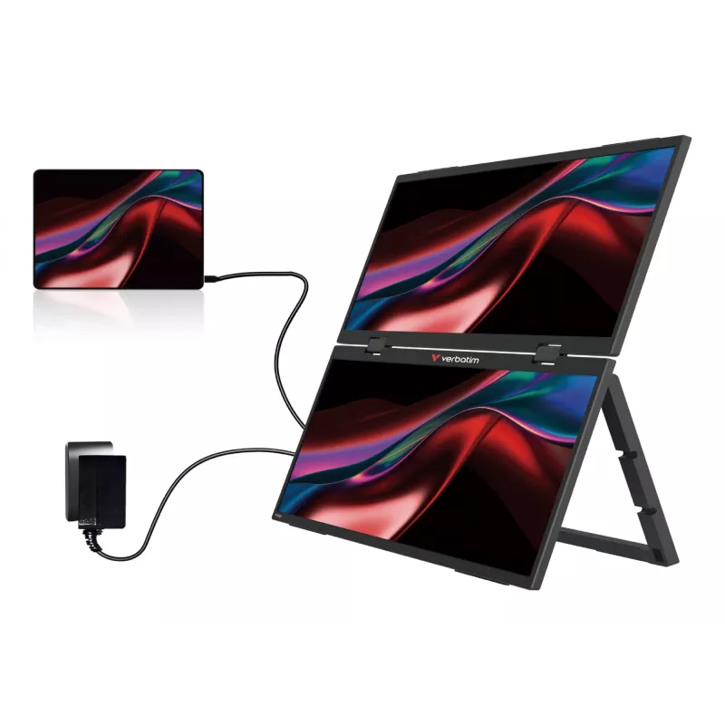 Verbatim Portable 15.6 inch FHD Dual Monitor Essentials, 39.6 cm (15.6 colio), LCD, 1920 x 1080 pikselių, Full HD, 16:9, 10 ms